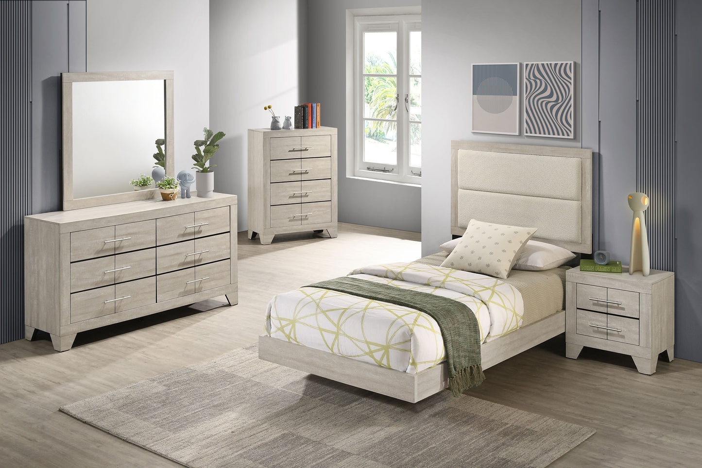 harrington 5-piece twin bedroom set rustic cream