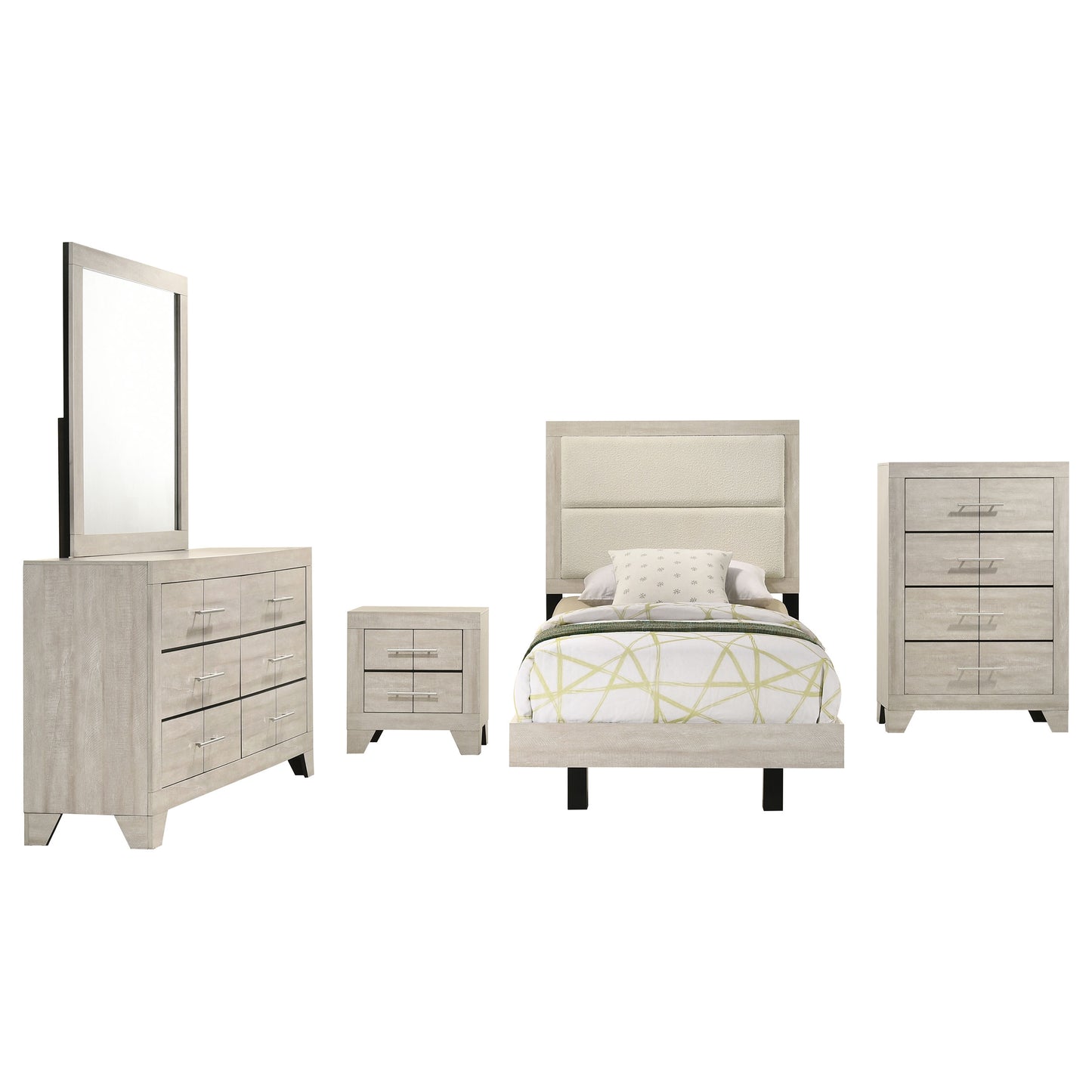 harrington 5-piece twin bedroom set rustic cream