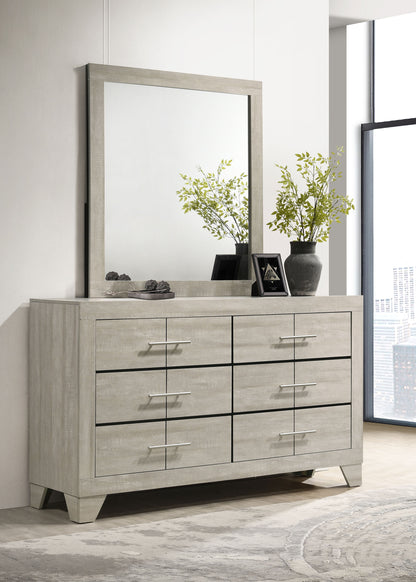 Harrington 6-drawer Bedroom Dresser With Mirror Rustic Cream