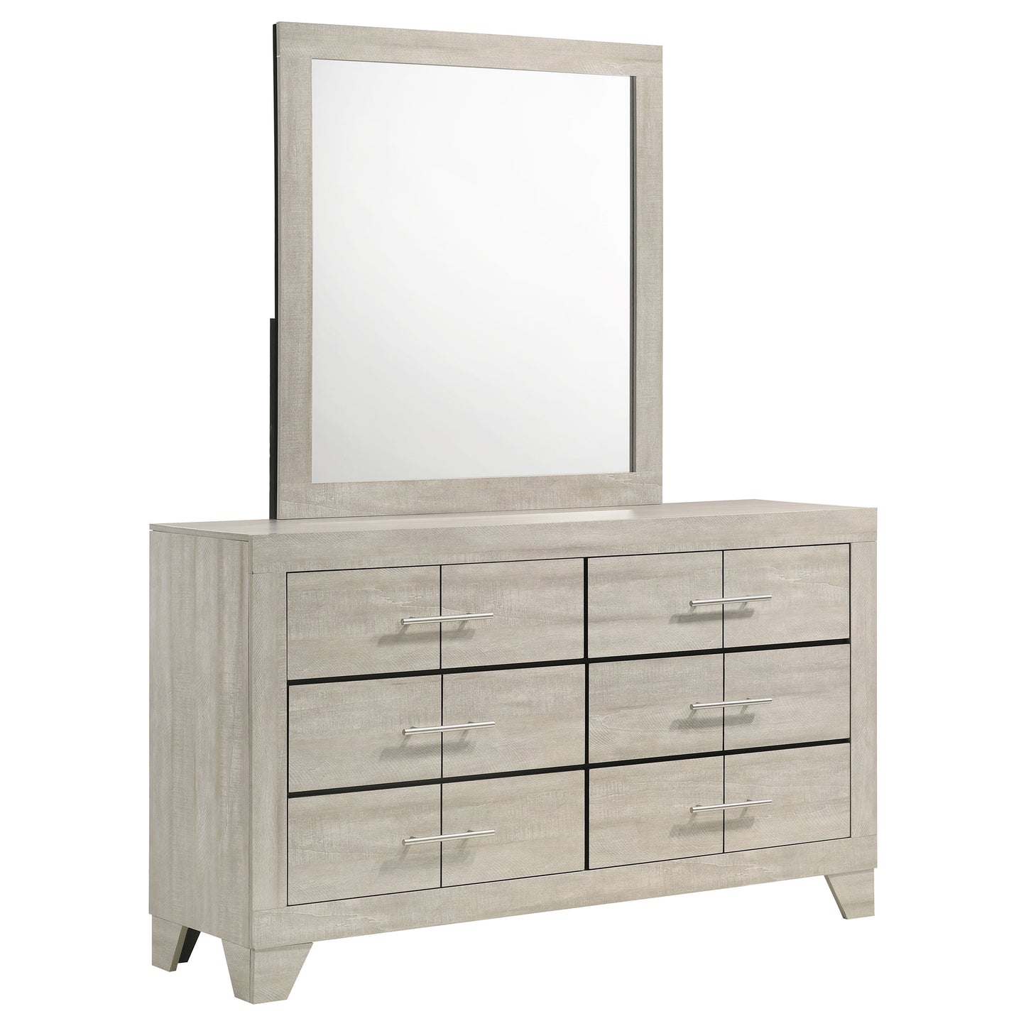 harrington 6-drawer bedroom dresser with mirror rustic cream