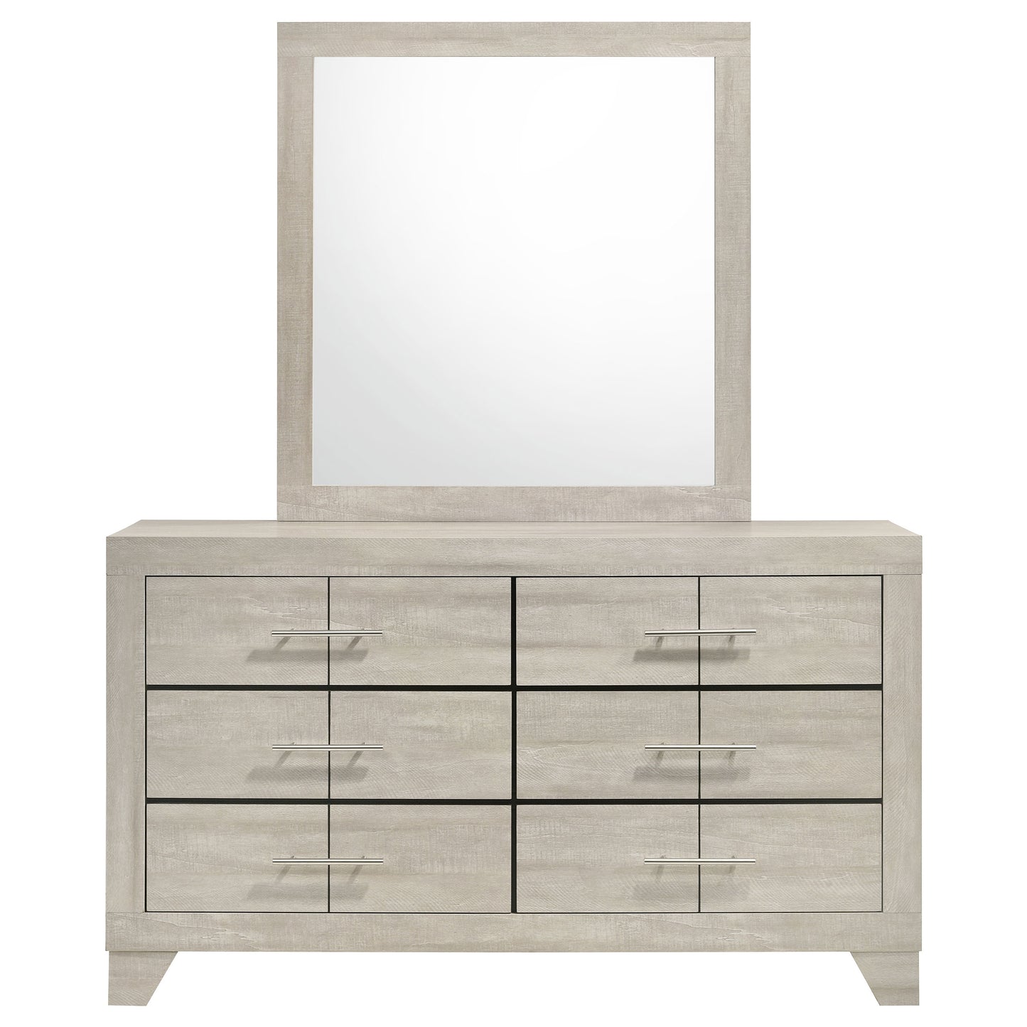 harrington 6-drawer bedroom dresser with mirror rustic cream