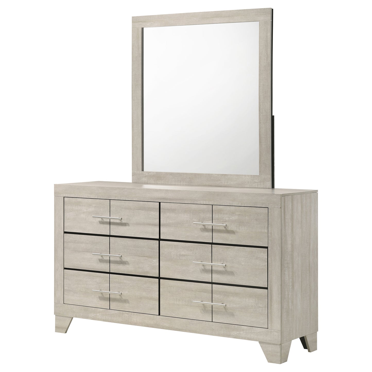 harrington 6-drawer bedroom dresser with mirror rustic cream
