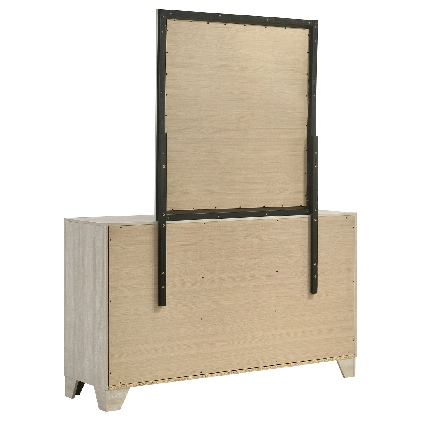 harrington 6-drawer bedroom dresser with mirror rustic cream