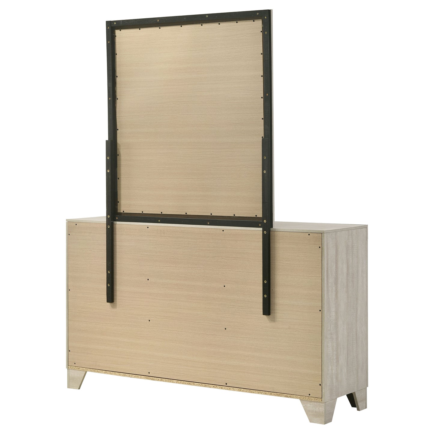 harrington 6-drawer bedroom dresser with mirror rustic cream