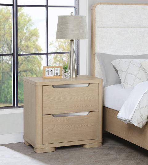 Jodie 2-drawer Nightstand Bedside Table Light Elm