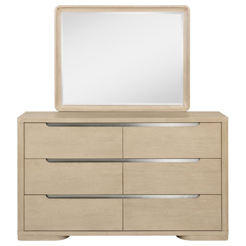 Jodie 6-drawer Bedroom Dresser and Mirror Light Elm