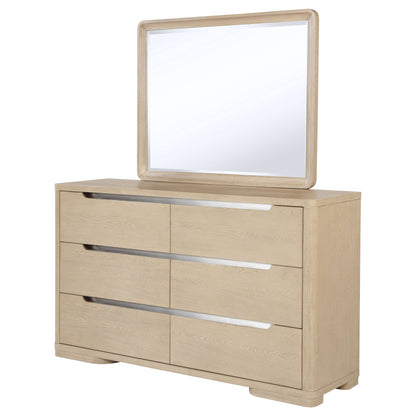 Jodie 6-drawer Bedroom Dresser and Mirror Light Elm