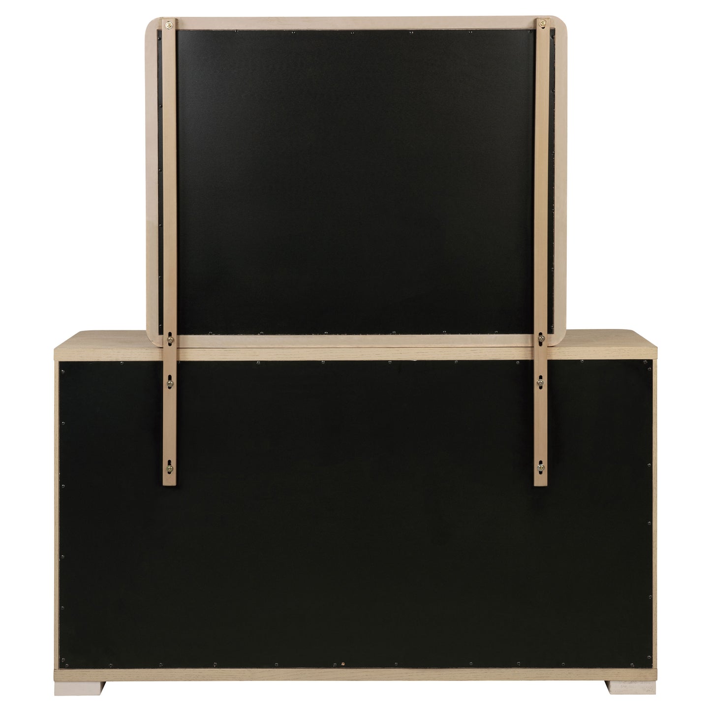 jodie 6-drawer bedroom dresser and mirror light elm