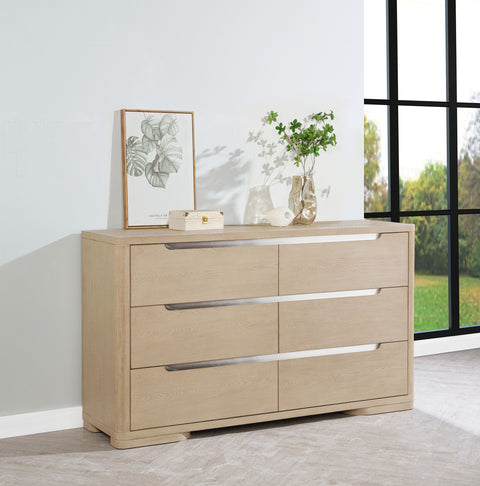 Jodie 6-drawer Bedroom Dresser Light Elm