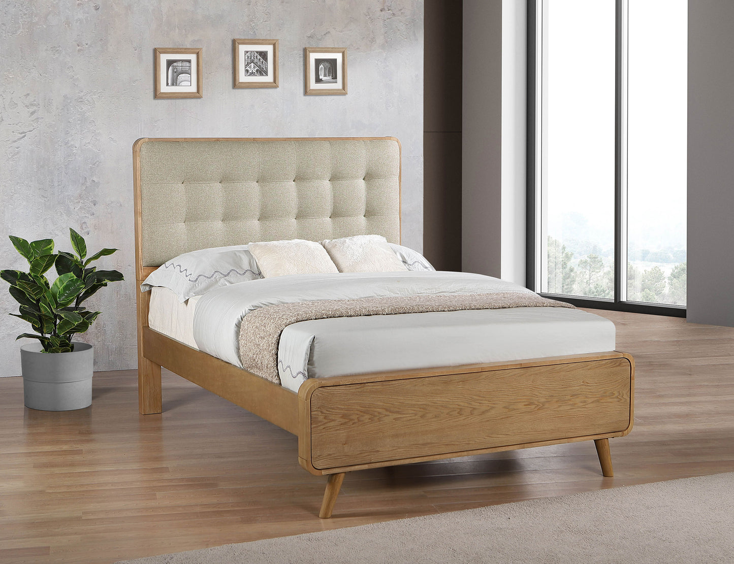 yamileth wood full platform bed light ash
