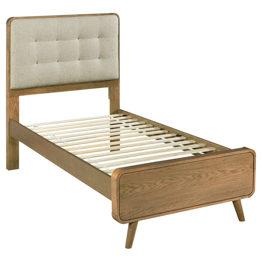 Yamileth Wood Twin Platform Bed Light Ash