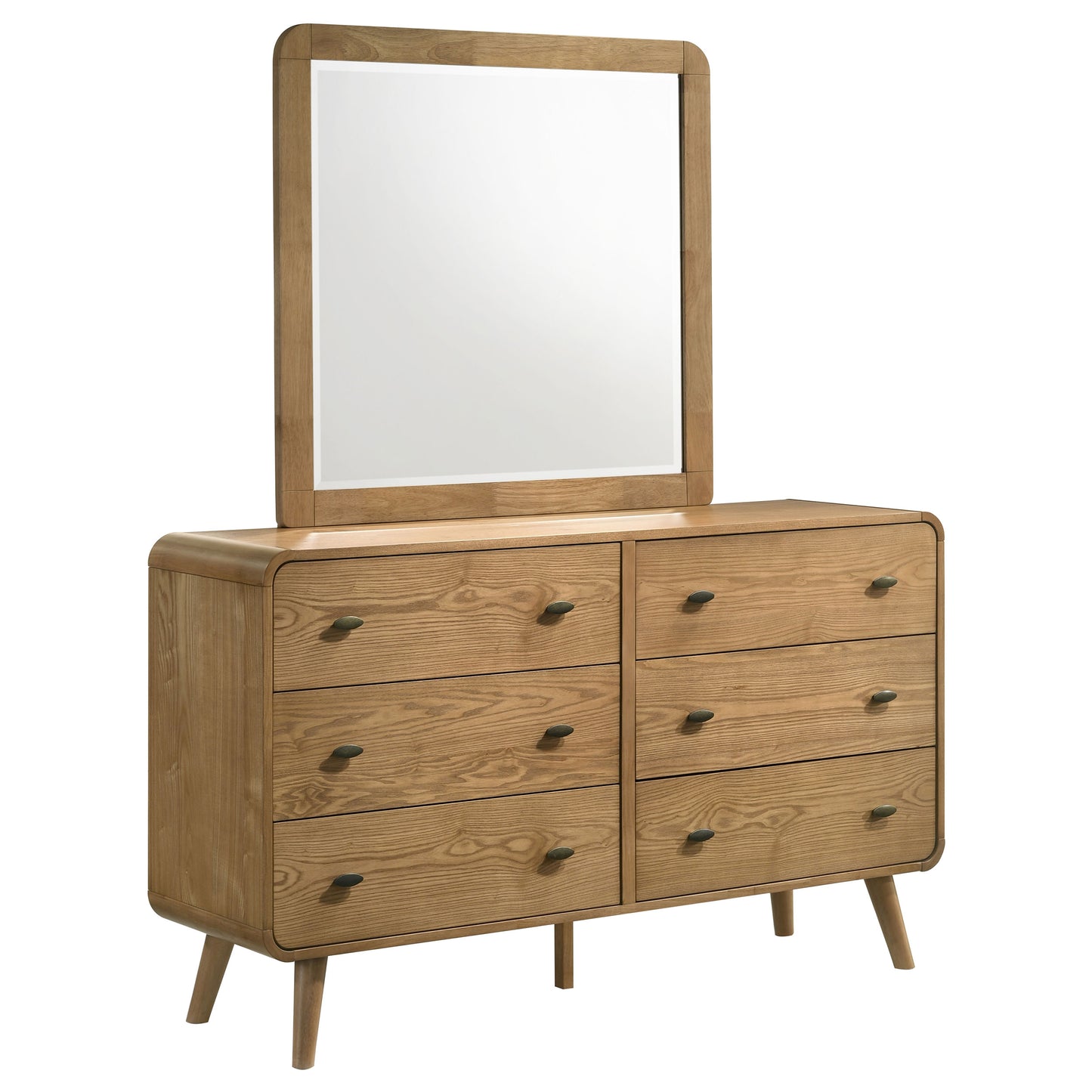yamileth 6-drawer bedroom dresser and mirror light ash