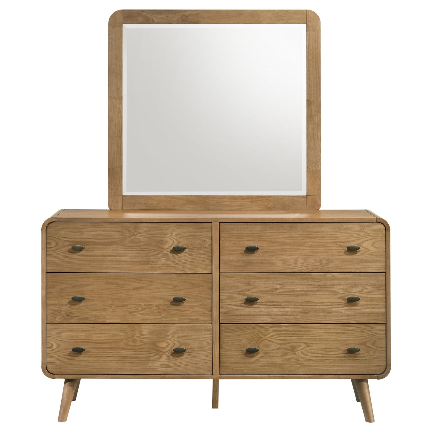 yamileth 6-drawer bedroom dresser and mirror light ash
