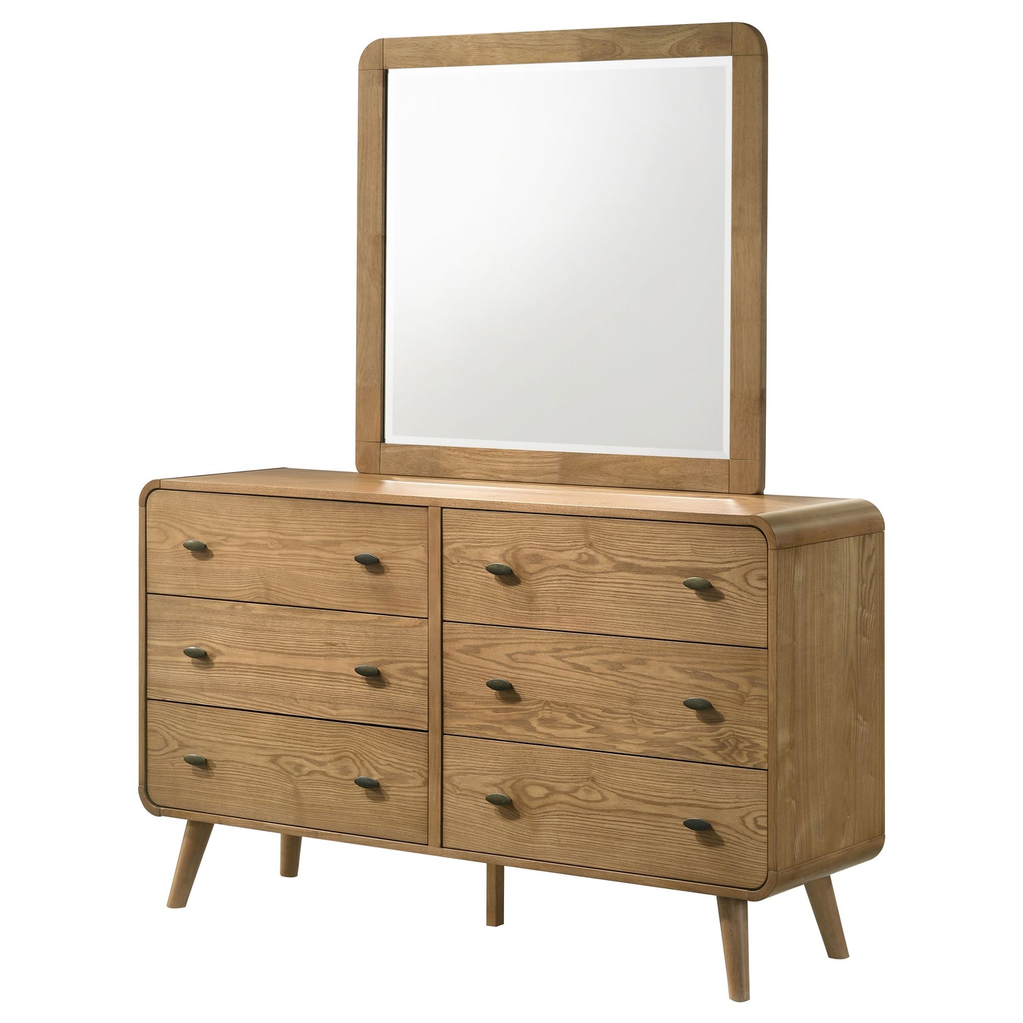 yamileth 6-drawer bedroom dresser and mirror light ash