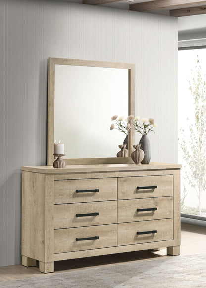 Dayton 6-drawer Bedroom Dresser and Mirror Weathered Oak