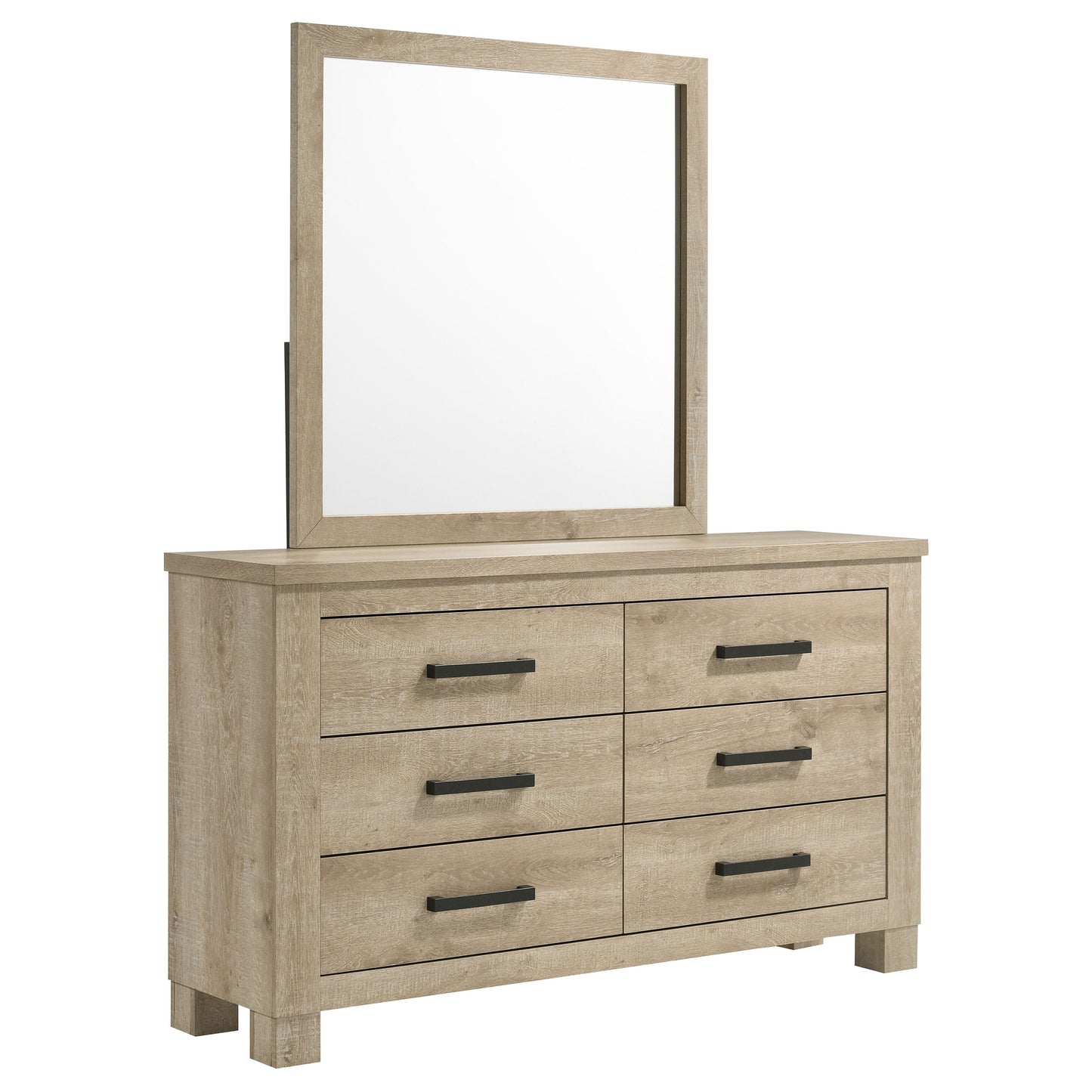 dayton 6-drawer bedroom dresser and mirror weathered oak