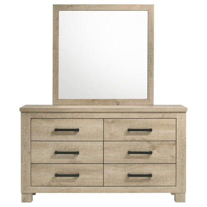 Dayton 6-drawer Bedroom Dresser and Mirror Weathered Oak