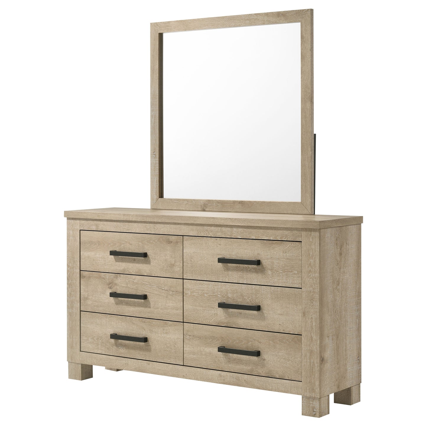 dayton 6-drawer bedroom dresser and mirror weathered oak