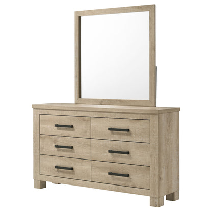 Dayton 6-drawer Bedroom Dresser and Mirror Weathered Oak