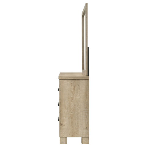 Dayton 6-drawer Bedroom Dresser and Mirror Weathered Oak