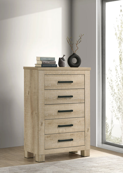 Dayton 5-drawer Bedroom Chest of Drawers Weathered Oak