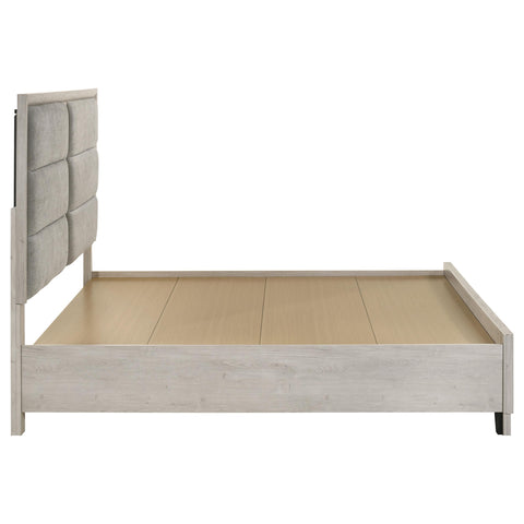 Macedo Eastern King Upholstered Storage Platform Bed Washed Grey