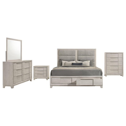 Macedo 5-piece Queen Bedroom Set Washed Grey
