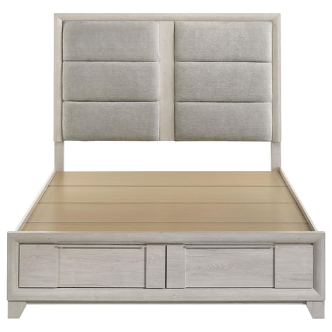 Macedo Queen Upholstered Storage Platform Bed Washed Grey