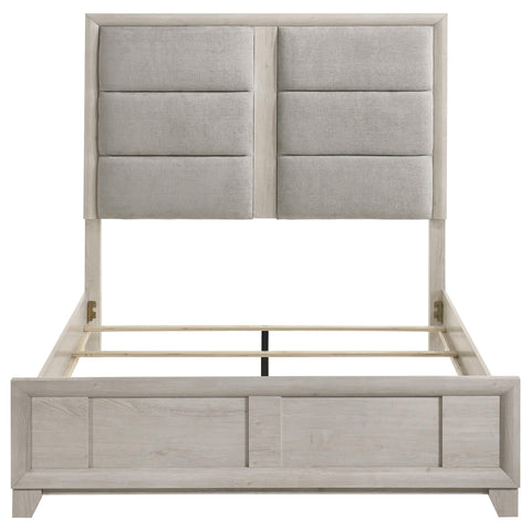 Macedo Queen Upholstered Platform Panel Bed Washed Grey