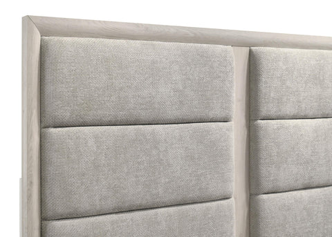 Macedo Queen Upholstered Platform Panel Bed Washed Grey