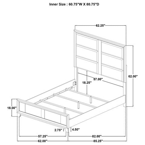 Macedo Queen Upholstered Platform Panel Bed Washed Grey