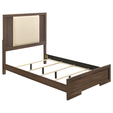 Lior Full Velvet Upholstered Panel Bed Walnut