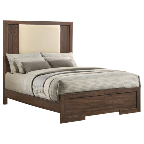 Lior Full Velvet Upholstered Panel Bed Walnut