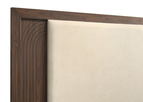 Lior Full Velvet Upholstered Panel Bed Walnut