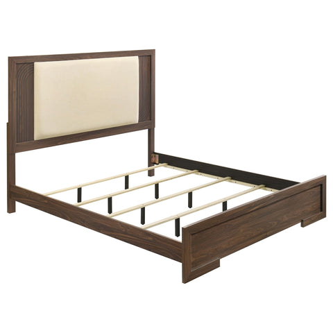 Lior Eastern King Velvet Upholstered Panel Bed Walnut