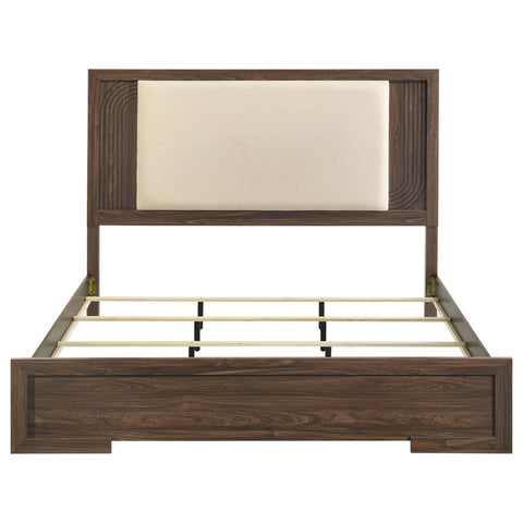 Lior Eastern King Velvet Upholstered Panel Bed Walnut