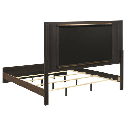 Lior Eastern King Velvet Upholstered Panel Bed Walnut