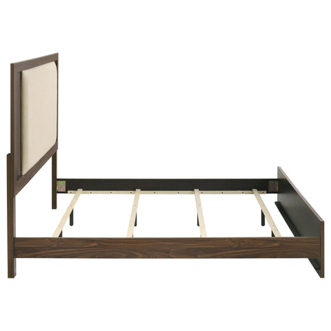 Lior Eastern King Velvet Upholstered Panel Bed Walnut