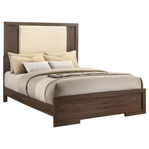 Lior Queen Velvet Upholstered Panel Bed Walnut