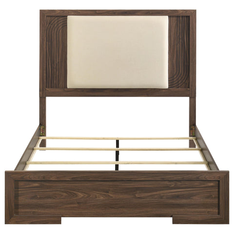 Lior Queen Velvet Upholstered Panel Bed Walnut