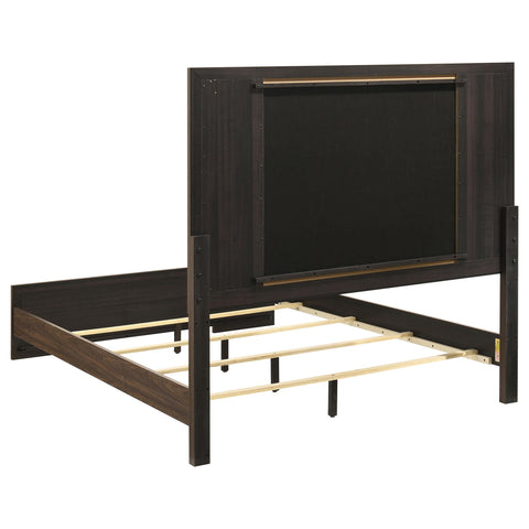 Lior Queen Velvet Upholstered Panel Bed Walnut
