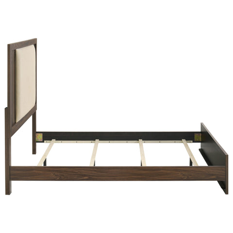 Lior Queen Velvet Upholstered Panel Bed Walnut