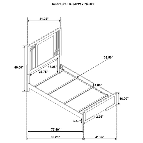 Lior 5-piece Twin Bedroom Set Walnut