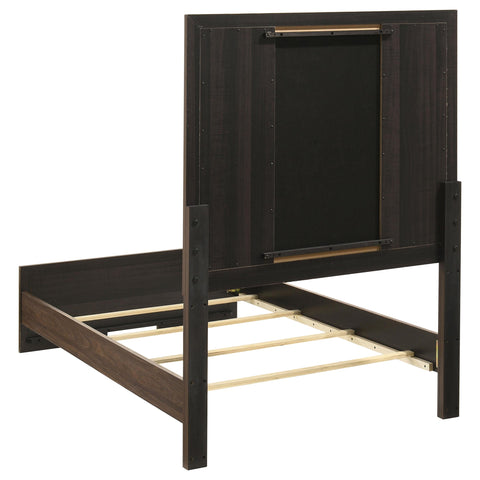 Lior Twin Velvet Upholstered Panel Bed Walnut