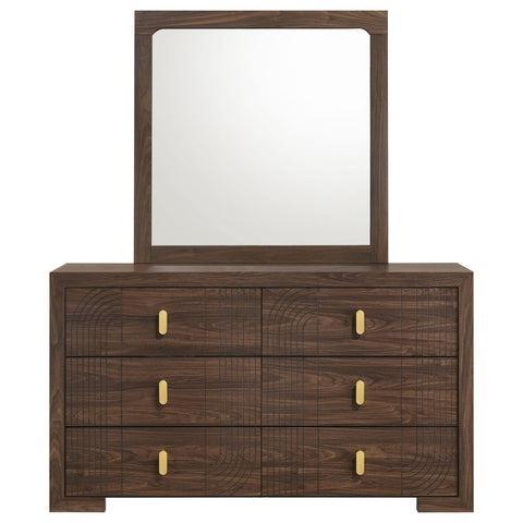 Lior 6-drawer Dresser with Mirror Walnut