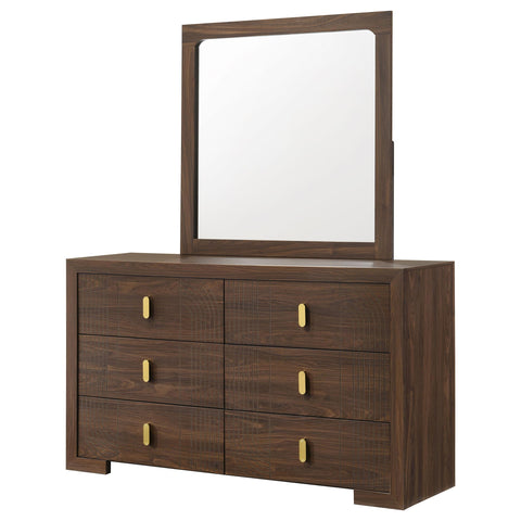 Lior 6-drawer Dresser with Mirror Walnut