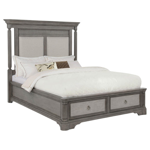 Canova Eastern King Upholstered Storage Platform Bed Weathered Taupe
