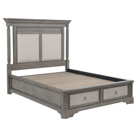 Canova Queen Upholstered Storage Platform Bed Weathered Taupe