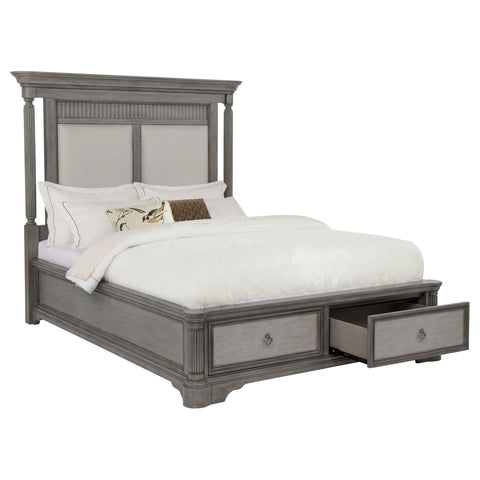 Canova Queen Upholstered Storage Platform Bed Weathered Taupe