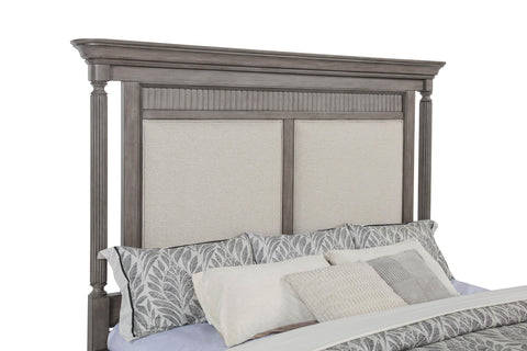Canova Queen Upholstered Panel Bed Weathered Taupe